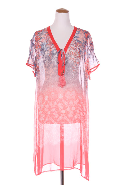 SCOPE - Tangerine print chiffon over dress! 16