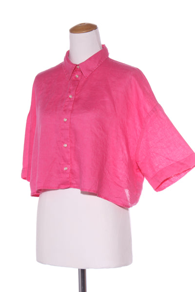 H&M - Pink linen crop shirt! 12-14