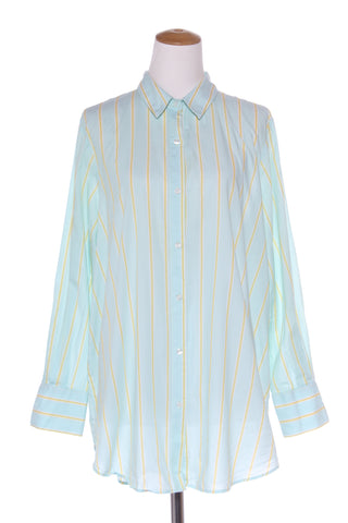 NEXT - Aqua + lime stripe cotton shirt! 20