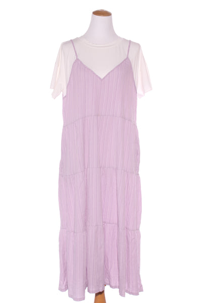 MINERAL - White tee lilac tiered midi dress! 18
