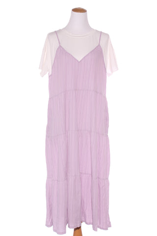 MINERAL - White tee lilac tiered midi dress! 18