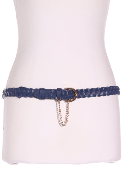 KATHRYN WILSON - Braided leather belt - Navy! S