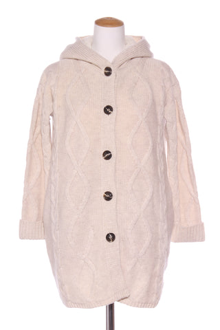 BASIC HOUSE - Sherpa lined wool cable knit jacket! 10-12