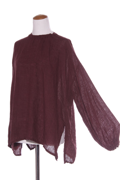 EVAS SUNDAY (AU) Linen L/S top - Wine! 14-16