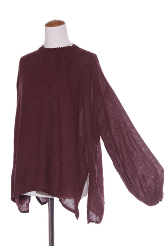 EVAS SUNDAY (AU) Linen L/S top - Wine! 14-16