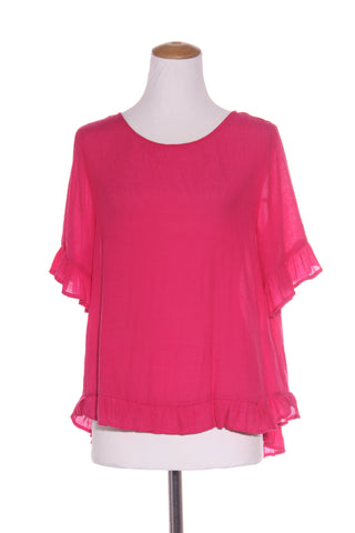 MESMERISE - Textured ruffle trim top - Pink! 12