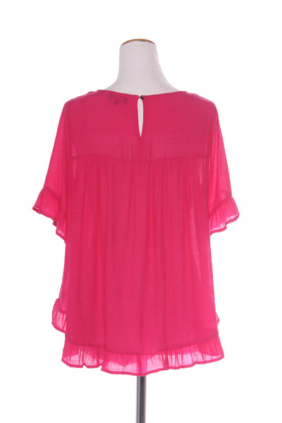 MESMERISE - Textured ruffle trim top - Pink! 12