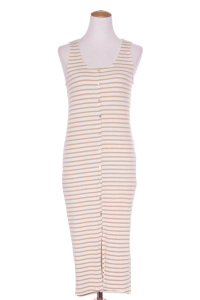 SPIRIT - Latte stripe rib knit midi dress! 16-18
