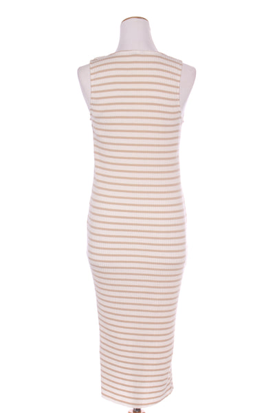 SPIRIT - Latte stripe rib knit midi dress! 16-18