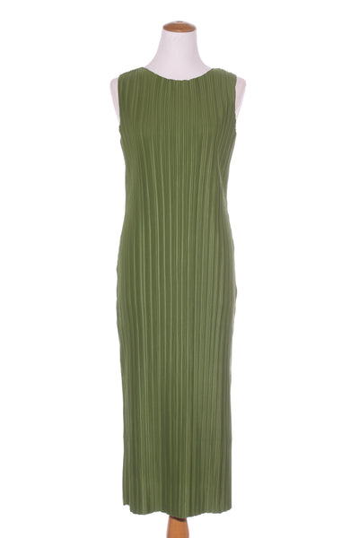 SABA - Micro pleat midi dress - Moss! 8-10