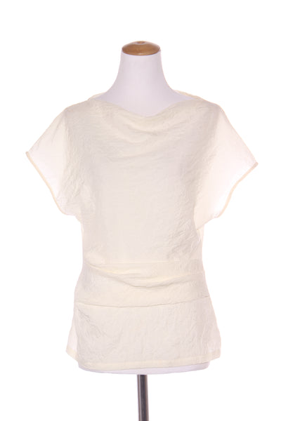 GREGORY (NZ) Textured pleat front top - Cream! 10