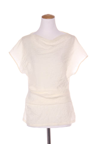 GREGORY (NZ) Textured pleat front top - Cream! 10
