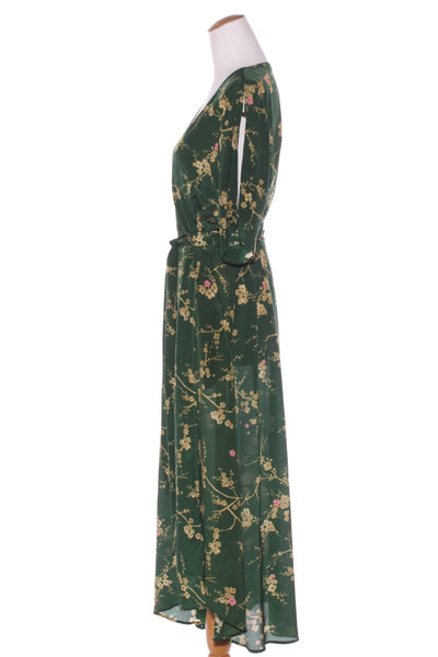 KATE SYLVESTER (NZ) Green blossom wrap silk dress! 14