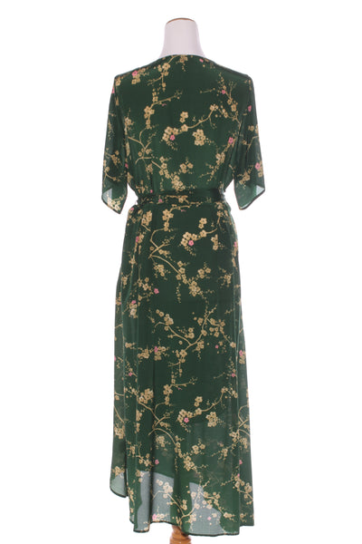 KATE SYLVESTER (NZ) Green blossom wrap silk dress! 14