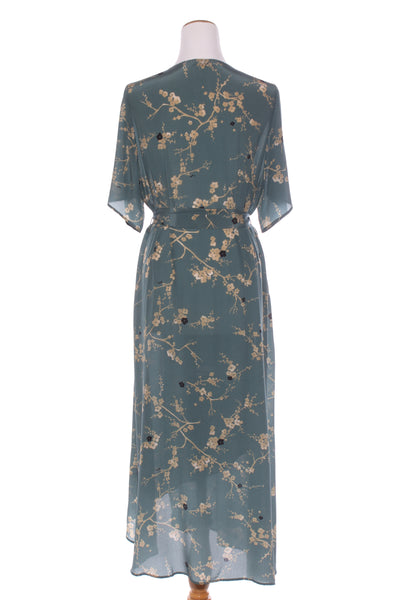 KATE SYLVESTER (NZ) Teal blossom wrap silk dress! 14
