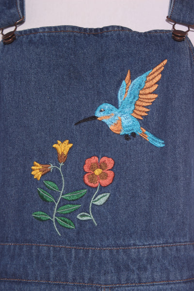 PRINCE HIGHWAY - Hummingbird embroidered denim overall!