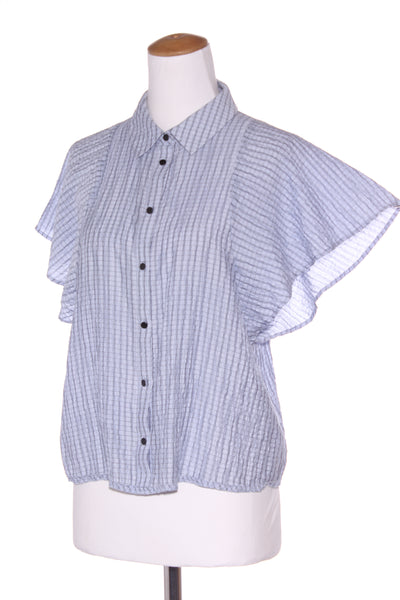 VERONIKA MAINE - Flutter sleeve shirt - Blue plaid! 10