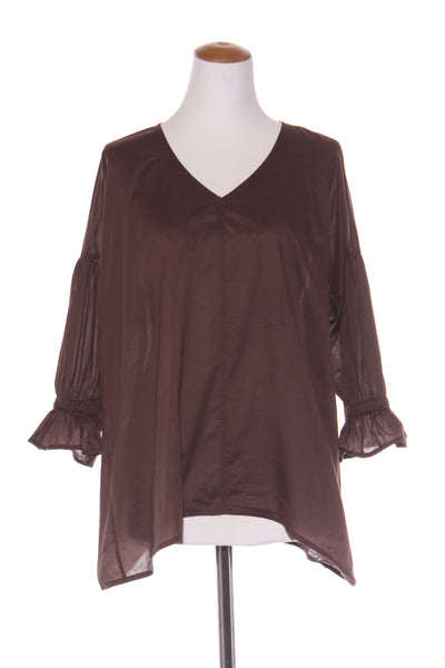 C.I (NZ) Ruffle sleeve cotton blouse - Chocolate! 14