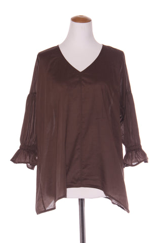 C.I (NZ) Ruffle sleeve cotton blouse - Chocolate! 14