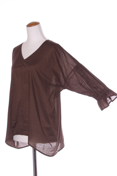 C.I (NZ) Ruffle sleeve cotton blouse - Chocolate! 14