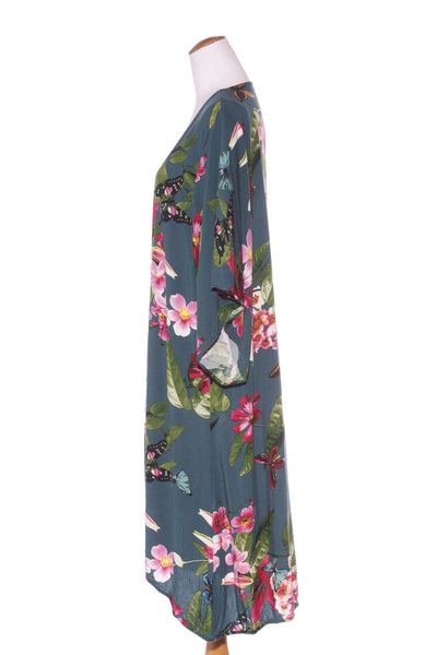 BLUE SOUL - Floral print rayon kimono/duster! 10-16