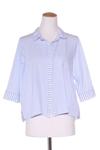 DESIGN NATION - Blue contrast pinstripe s/s shirt! 10-12