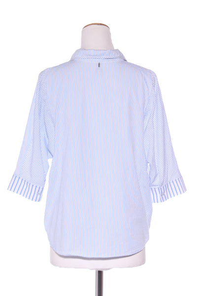 DESIGN NATION - Blue contrast pinstripe s/s shirt! 10-12