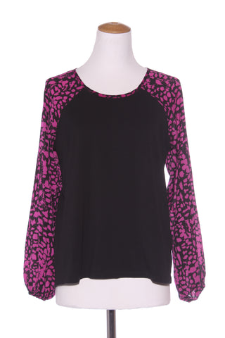 SHINE ON - Billow sleeve top - Magenta print! 8-10