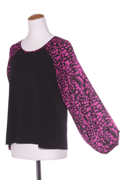 SHINE ON - Billow sleeve top - Magenta print! 8-10