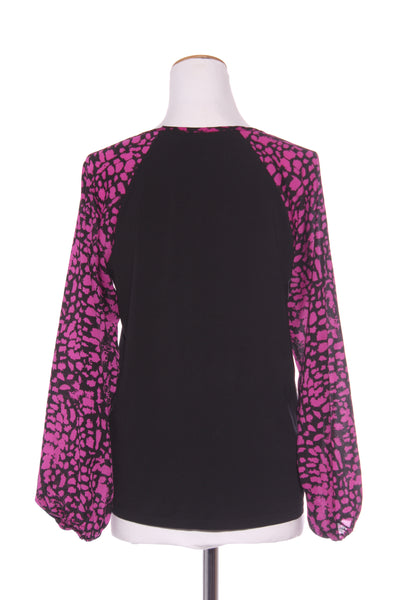 SHINE ON - Billow sleeve top - Magenta print! 8-10