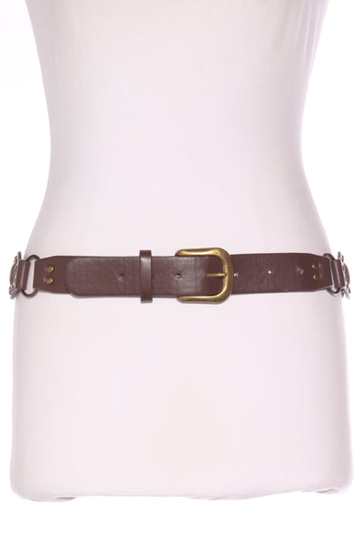 Brass medallion studded leather belt!