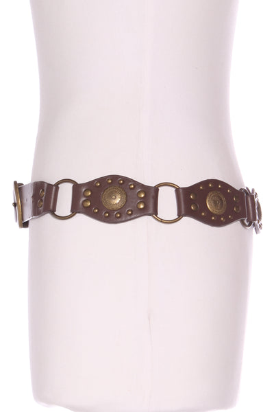 Brass medallion studded leather belt!