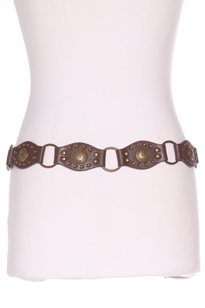 Brass medallion studded leather belt!