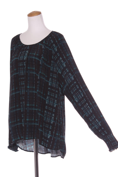 DUO -  Lourdes shirred top - Teal check! 18