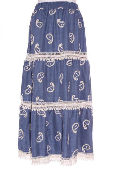 SALTY PALM (LN) Paisley chambray maxi skirt! 14-16