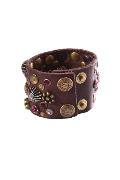 CAMPOMAGGI "Afrodite" leather studded + rhinestone bracelet!