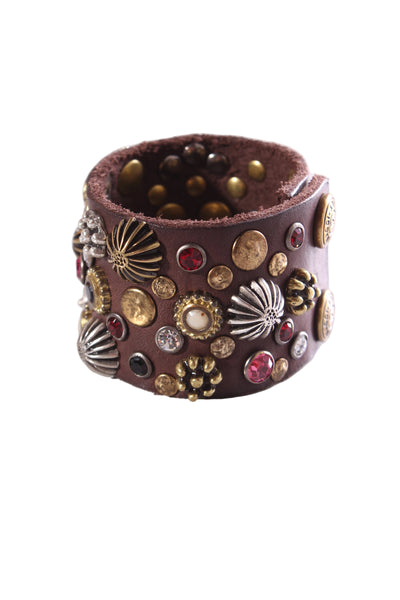 CAMPOMAGGI "Afrodite" leather studded + rhinestone bracelet!
