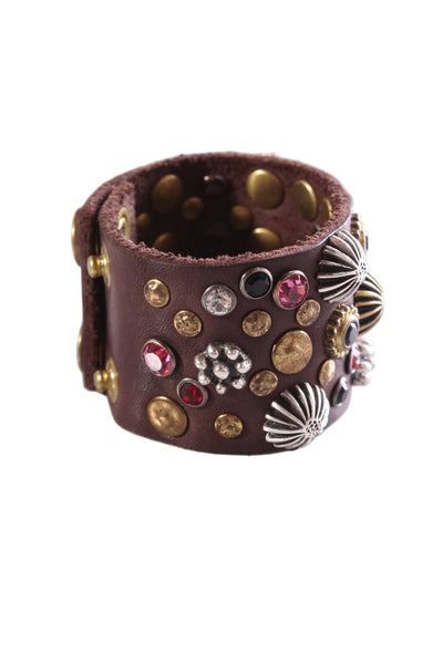CAMPOMAGGI "Afrodite" leather studded + rhinestone bracelet!