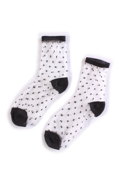 Polka dot white mesh socks!