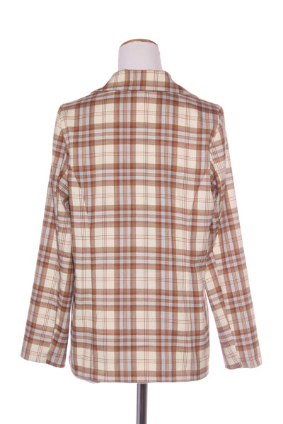 KILT (NZ) Blue + tan plaid blazer! 10-12
