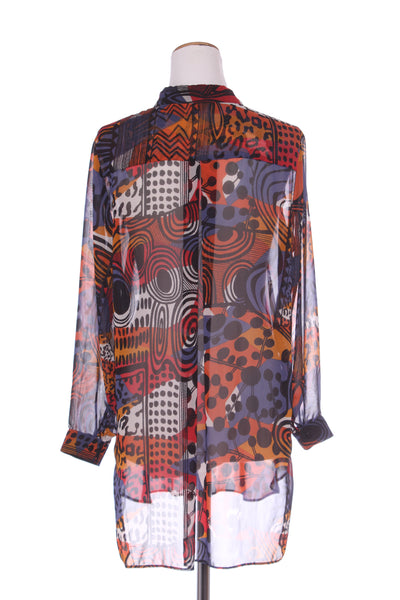 PAULA RYAN (NZ) Abstract print chiffon shirt! 12