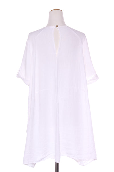 MADE IN ITALY (ITA) White linen dress + pockets! 14-18