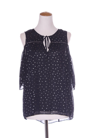 DECJUBA - Cold shoulder top - Navy/silver foil print! 14