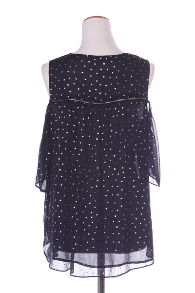 DECJUBA - Cold shoulder top - Navy/silver foil print! 14