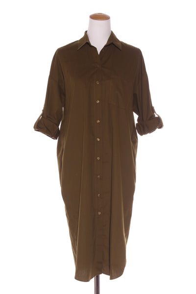 IPEKYOL - Khaki cotton shirt dress! 10-12