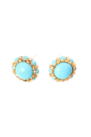 VIntage style turquoise + gold earring!