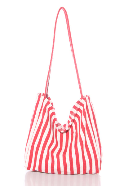 Red + white stripe tote bag!