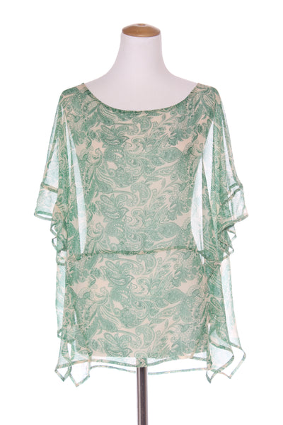 MOOCHI "Bracket" green paisley print chiffon tee! 14