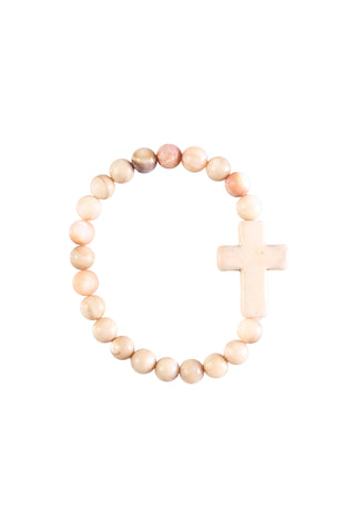 Marble bead + cross bracelet!