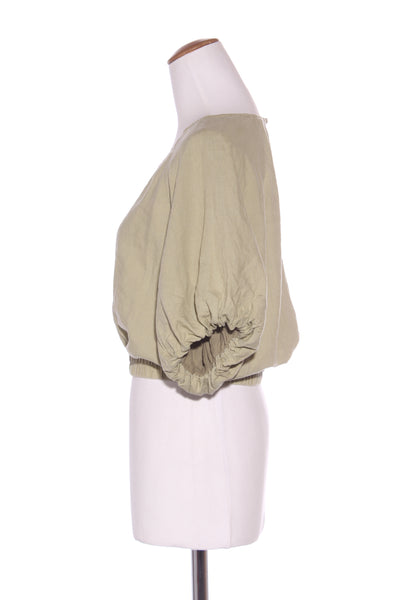RE:UNION Label "Matilda" Linen sage crop top! 10-12